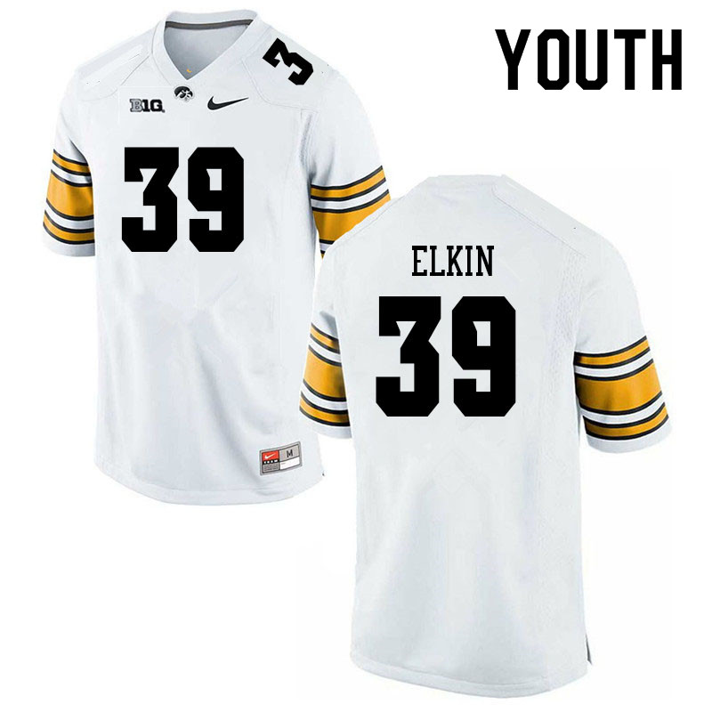 Youth #39 Luke Elkin Iowa Hawkeyes College Football Jerseys Sale-White
